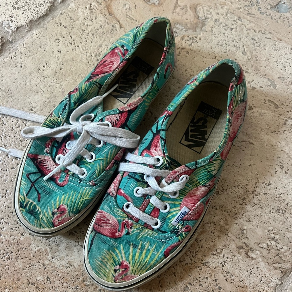 Vans Women's Flamingo Print Sneakers - Green and Pink
